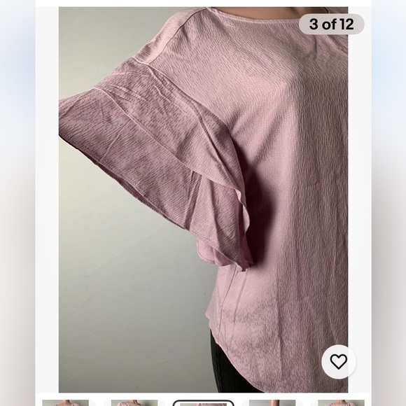 Chicos Women’s top shirt blouse Ruffle Solid Short-Sleeve Soft Lilac Size 0 - Picture 6 of 12